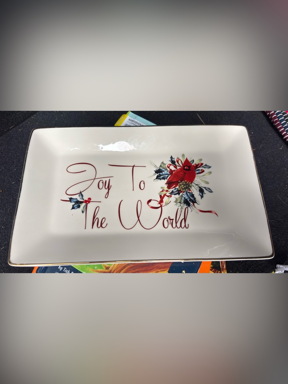 Lenox Winter Greetings "Joy to the World" Rectangular Sentiment Platter